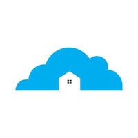 nube con casa o casa para bienes raíces o diseño de logotipo de tecnología vector