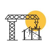 torre de grúa con línea de construcción de construcción diseño de logotipo símbolo gráfico vectorial icono signo ilustración idea creativa vector