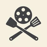 espátula de cocina con diseño de logotipo de película símbolo gráfico vectorial icono signo ilustración idea creativa vector