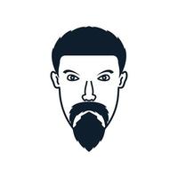 línea de cabeza de hombre con bigote y barba logo vector icono diseño ilustración