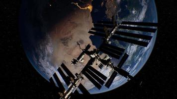 International Space Station in outer space over the planet Earth orbit photo