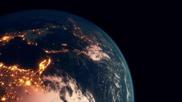 vista del globo terráqueo del planeta desde el espacio que muestra la superficie terrestre realista y el mapa mundial