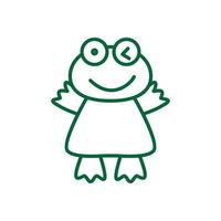 frog or toad  cute cartoon with dress  logo icon vector illustration