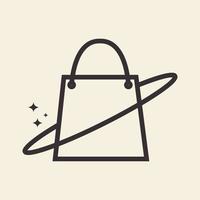 bolsa de compras de línea con espacio hipster logotipo símbolo icono vector diseño gráfico ilustración idea creativa