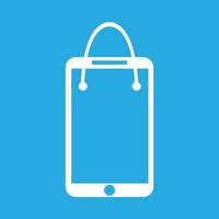 smartphone with shopping bag line logo design vector graphic symbol icon sign illustration creative idea