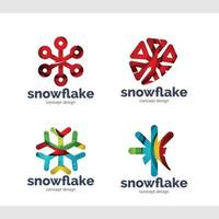 conjunto de vectores de logotipo personalizado de copo de nieve