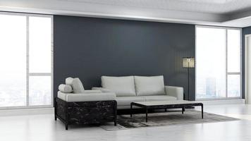 Diseño de maqueta de pared de salón moderno de renderizado en 3d - concepto de diseño de interiores de vestíbulo foto