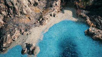 aerial view from flying drone of rocky island in Atlantic ocean video