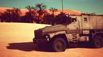 Armoured military truck in desert video