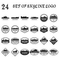 Set of skyline silhouette vector , Set of skyscraper silhouette logo