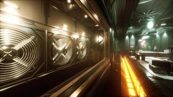 realistic futuristic sci-fi spaceship corridor video