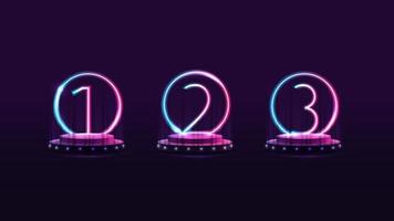 Set of podiums of winners with gradient neon numbers on background for your arts vector