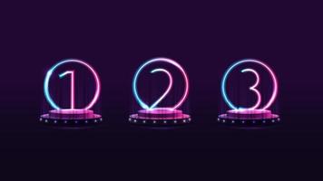 Set of podiums of winners with gradient neon numbers on background for your arts vector