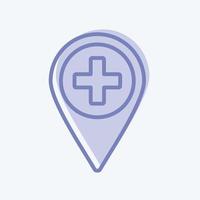 Hospital Location Icon in trendy two tone style isolated on soft blue background vector