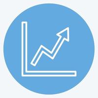 Rising Line Graph Icon in trendy blue eyes style isolated on soft blue background vector
