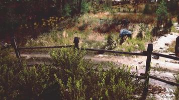 old wooden fence and hiking path through forest video