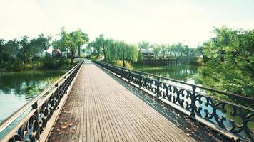 old bridge in park in summer time video