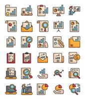 filled outline report analysis document icon vector