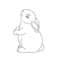 Black rabbit outline on a white background. vector