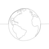 Continuous one line drawing of earth vector