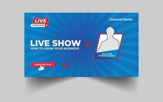 live show business promotional modern editable video thumbnail and web banner template. vector