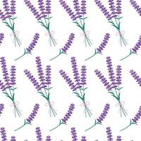Lavender flowers bouquet seamless pattern. Vector endless background with Lavender blossom. Spring design with floral elements