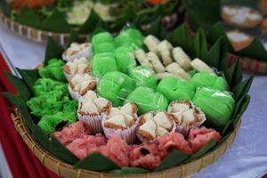 Colorful flat lay photo wedding ceremony, traditional food from java Indonesia