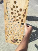 Giant wooden vertical labyrinth game photo