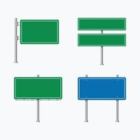 Road billboard vector. Blank advertising billboard. Blue, green road signs. Set of highway signs on a white background. Colorful street sign. Advertising sign, direction sign, billboard. vector