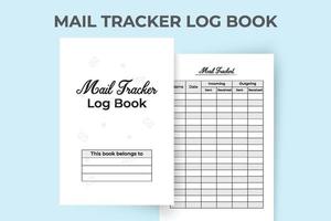 Mail tracker notebook. Mail tracker journal interior. Mail incoming and outgoing tracker logbook. Mail checklist log book interior. Notebook interior. vector