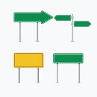 Blank road billboard vector. Set of road signs on a white background. Yellow and green road signs. Blank advertising billboard. Colorful traffic sign. Direction sign, billboard. vector