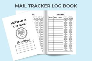 Mail checker log book interior. Mail checklist notebook template. Mail tracker incoming and outgoing journal. Mail tracker journal interior vector. Log Book interior. vector