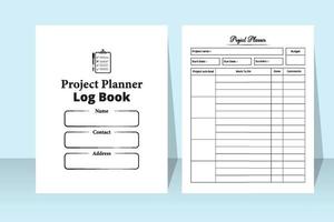 Project planner logbook. Work list notebook interior. Business management log book. Task planner checklist. Project planner journal and task tracker. Task planner journal. vector