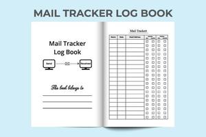 Mail tracker notebook interior. Business management log book. Mail incoming and outgoing diary interior. Journal interior. Mail checklist log book. Mail tracker journal. vector