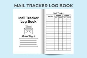 Mail tracker logbook interior. Mail incoming and outgoing tracker notebook. Mail tracker template interior. Mail checklist journal. vector