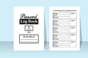 Password tracker notebook. Website information and password tracker log book. Password notebook template interior. Log book interior. Website journal interior. vector