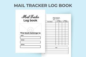 Mail tracker log book. Mail incoming and outgoing diary interior. Business information logbook. Mail checklist journal. Mail tracker log book interior. Notebook Interior. vector