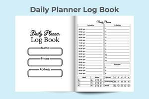 Daily planner journal. Work schedule template interior. Daily routine planner notebook interior. Task log book. Daily schedule journal interior. Daily planner log book template. vector