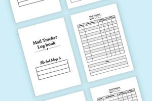 Mail tracker journal interior. Business information log book. Incoming and outgoing mail tracker diary interior. Log book interior. Mail checklist notebook. Mail checker journal. vector