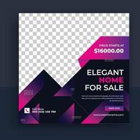 Elegant Home for sale real estate social media post Template vector