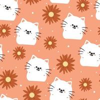 seamless pattern cartoon cat and flower for fabric print, kids wallpaper, gift wrapping paper vector