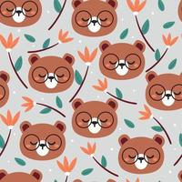 samless pattern cute cartoon bear and plant for fabric print, kids wallpaper and gift wrapping paper