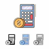 calculator vector icon isolated on white background. filled line, outline, solid, blue, icon. Signs and symbols can be used for web, logo, mobile app, UI, UX