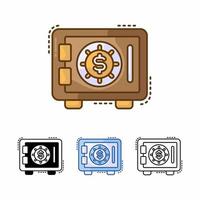 icono de vector de dinero de ahorro de caja de banco aislado sobre fondo blanco. asegurar, proteger, caja banco. línea rellena, contorno, sólido, azul, icono. los signos y símbolos se pueden usar para web, logotipo, aplicación móvil, ui, ux