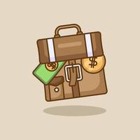 Briefcase icon in flat style. save money in briefcase cartoon vector illustration