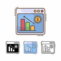 icono de vector de análisis de crecimiento del sitio web aislado sobre fondo blanco. aumento, análisis de datos. línea rellena, contorno, sólido, azul, icono. los signos y símbolos se pueden usar para web, logotipo, aplicación móvil, ui, ux