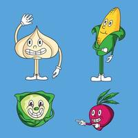 variedad de fantástica colección de personajes vegetales vector