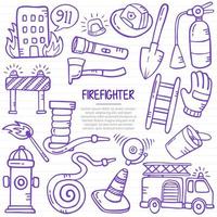 firefighter concept with doodle style for template of banners, flyer, books, and magazine cover vector