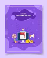 video marketing concept for template of banners, flyer, books, and magazine cover vector