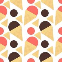 seamless pattern of strawberry and chocolate ice cream on a white background vector